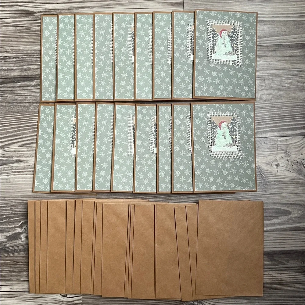 Handmade Snowman Christmas Holiday Cards Set of 18 Includes Envelopes